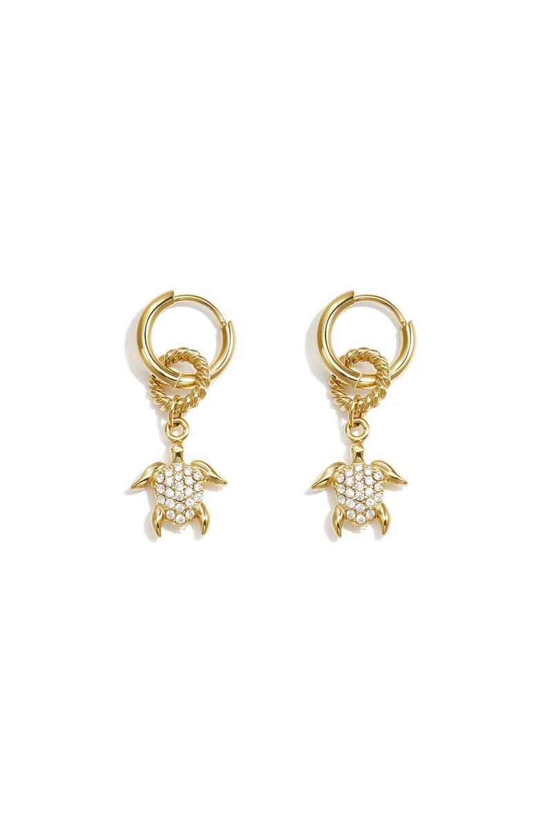 Turtle oorbellen goud