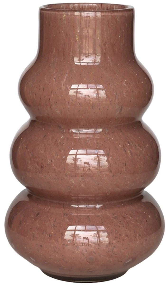 Vase The World Vaas Lomami Elite | Shiny Brown - Taupe | Mondgeblazen glas | D18xH30 cm