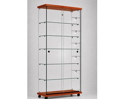 Volglas vitrine Elegance 6RVK met railverlichting - kersen