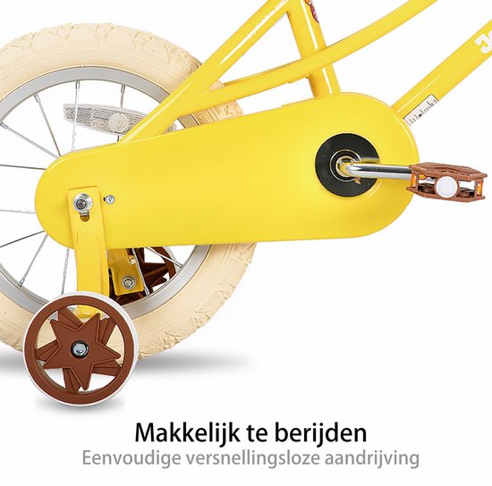 Joystar Fantasy Kinderfiets voor Meisjes - 16 Inch - Mand - Zijwieltjes - Bel - Handrem - Geel van JOYSTAR — afbeelding 5