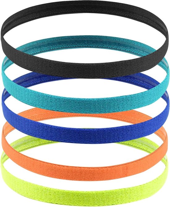 Elastische Sport Haarbanden voor Kinderen - Antislip Dunne Haarbanden voor Voetbal, Joggen en Fietsen - Set van 5 Stuks