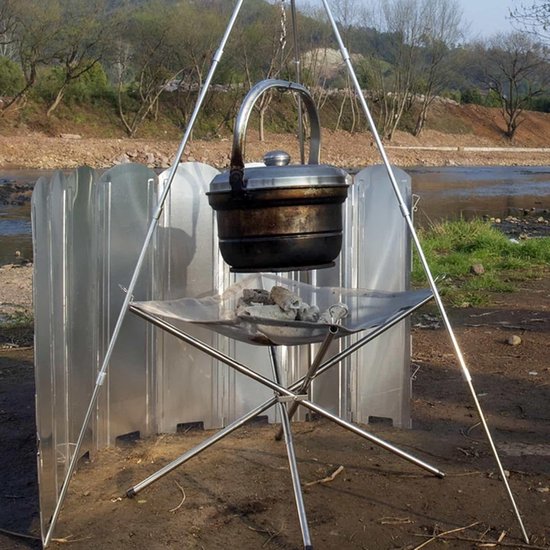 Kookwindscherm Gasfornuis - Outdoor Kookscherm - Efficiënt Koken - Hoge Temperatuur Bestendig - 40 Cm - Zilver — afbeelding 3