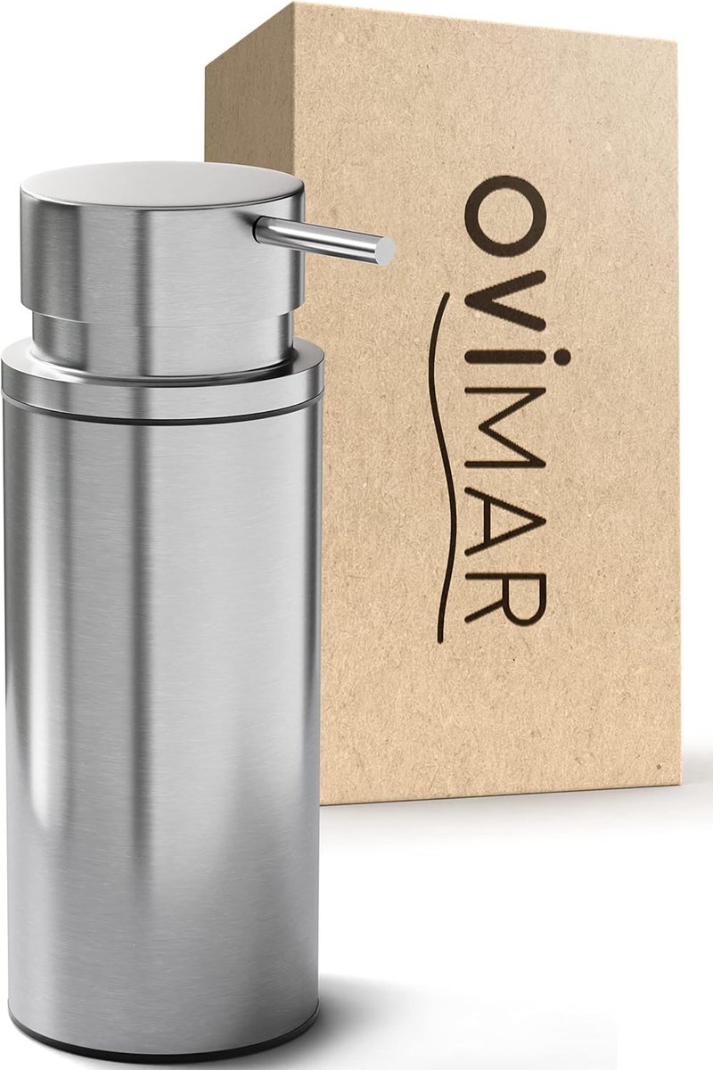 SnelShoppen - Soap Dispenser Vrijstaand RVS Zilver - Extra Grote Opening - Makkelijk Bij Te Vullen - Voor Badkamer, Keuken, Desinfectiemiddel, Vaatwas