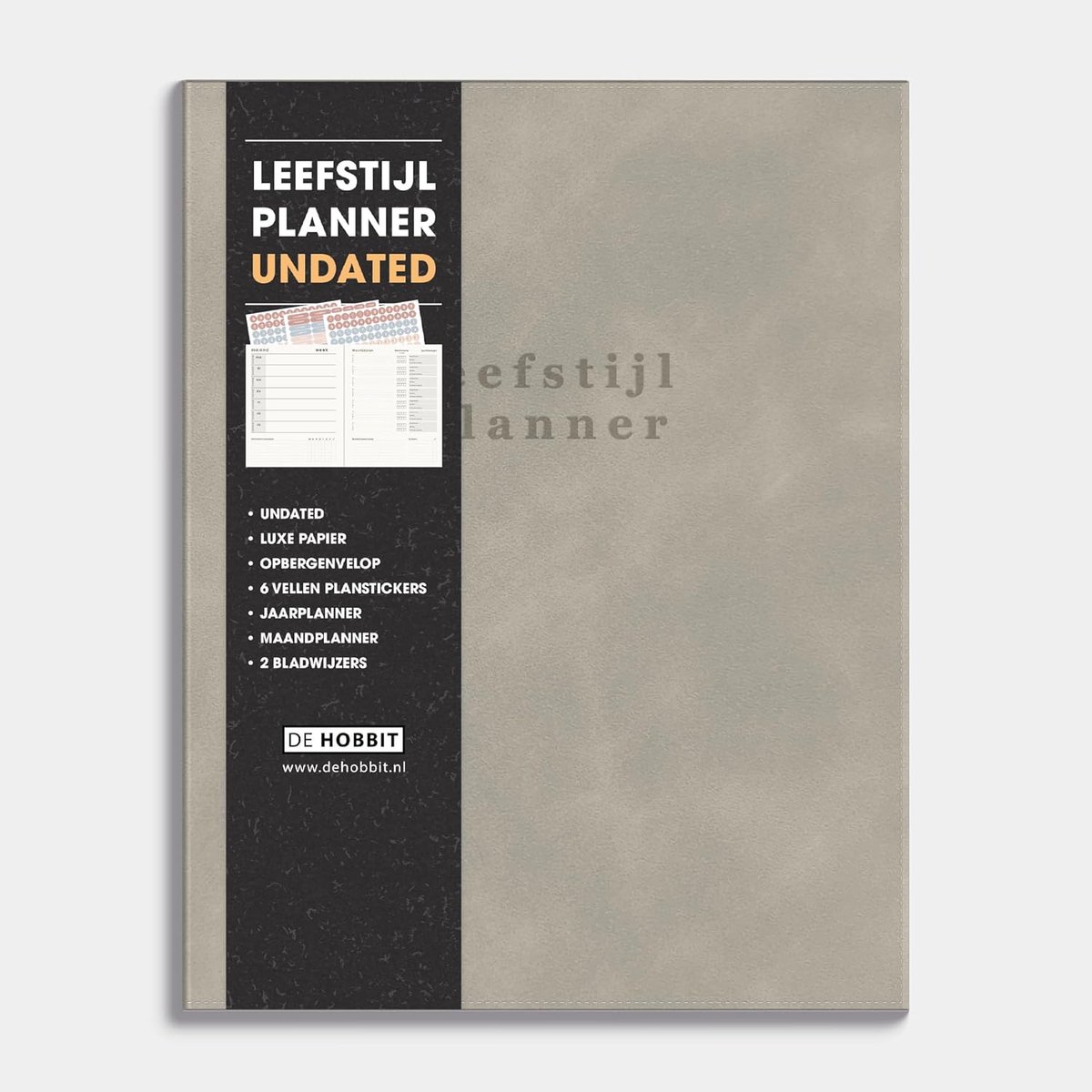 SnelShoppen - Lifestyle Planner Undated A5+ Suede Look - Flexibele Beige Planner voor Gezonde Gewoontes, Weekplanning en Organisatie - Luxe Uitvoering