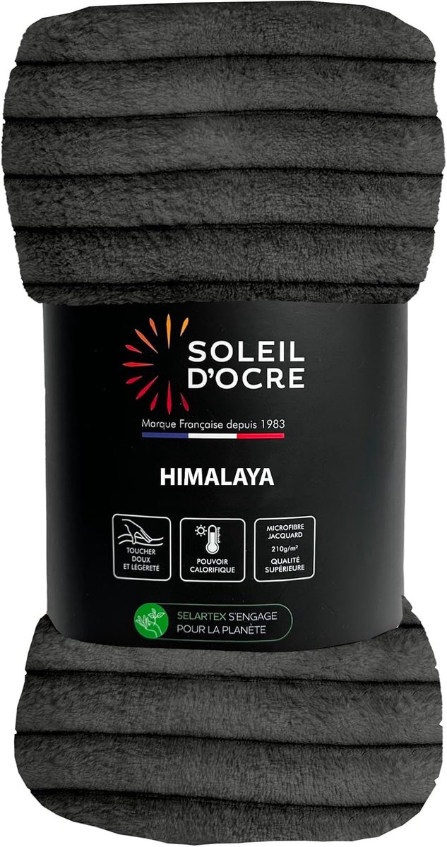 SnelShoppen - Luxe Flannel en Velvet Deken 120x160cm - HIMALAYA Anthraciet Kleur - Zacht en Warm voor Thuis, Feest of Camping