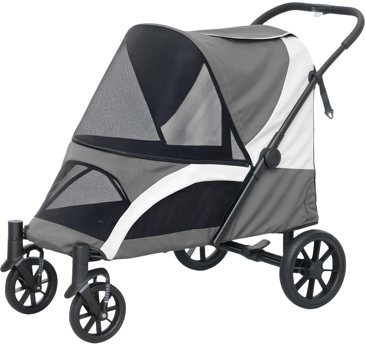 Hondenbuggy – Opvouwbare Wandelwagen voor Grote Honden & Katten tot 30 kg – Donkergrijs