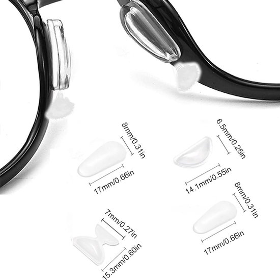 Siliconen Neussteunen voor Brillen en Zonnebrillen - Niet-Slip, Zelfklevend, Dikte 0.9mm, 1.8mm, 2.5mm, Transparant, Comfort en Stabiliteit — afbeelding 5