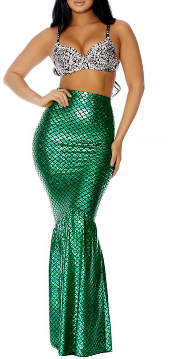 SnelShoppen - Edhomenn Zeemeerminkostuum Vrouwen Halloween Cosplay Hoge Taille Lange Zeemeerminstaart Rokken Volwassen Rollenspel Feestkostuum 05 Groe