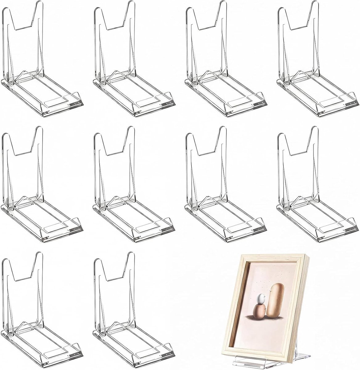Acryl Displaystand voor Handelskaarten - Verstelbare Heldere Standaards voor PSA Gegradeerde Kaarten, Sportkaarten en Foto's - Set van 10 Stuks