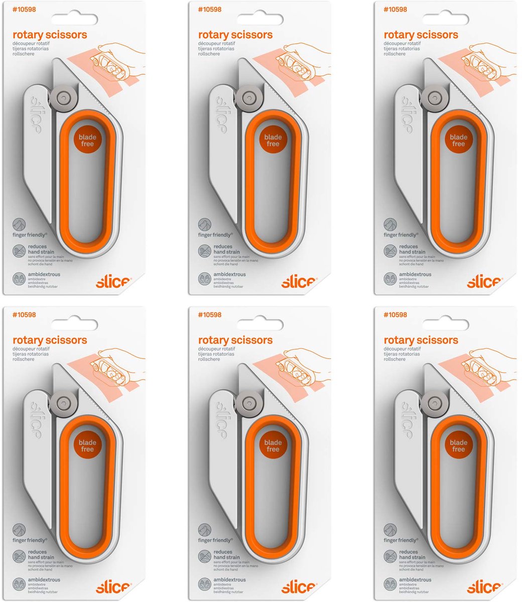 SnelShoppen - Roterende Snijgereedschap Schaar zonder Blad, Ergonomische Ambidexter Cutter voor Cadeaupapier, Geschenkverpakking, Cellofaan, 6 Stuks