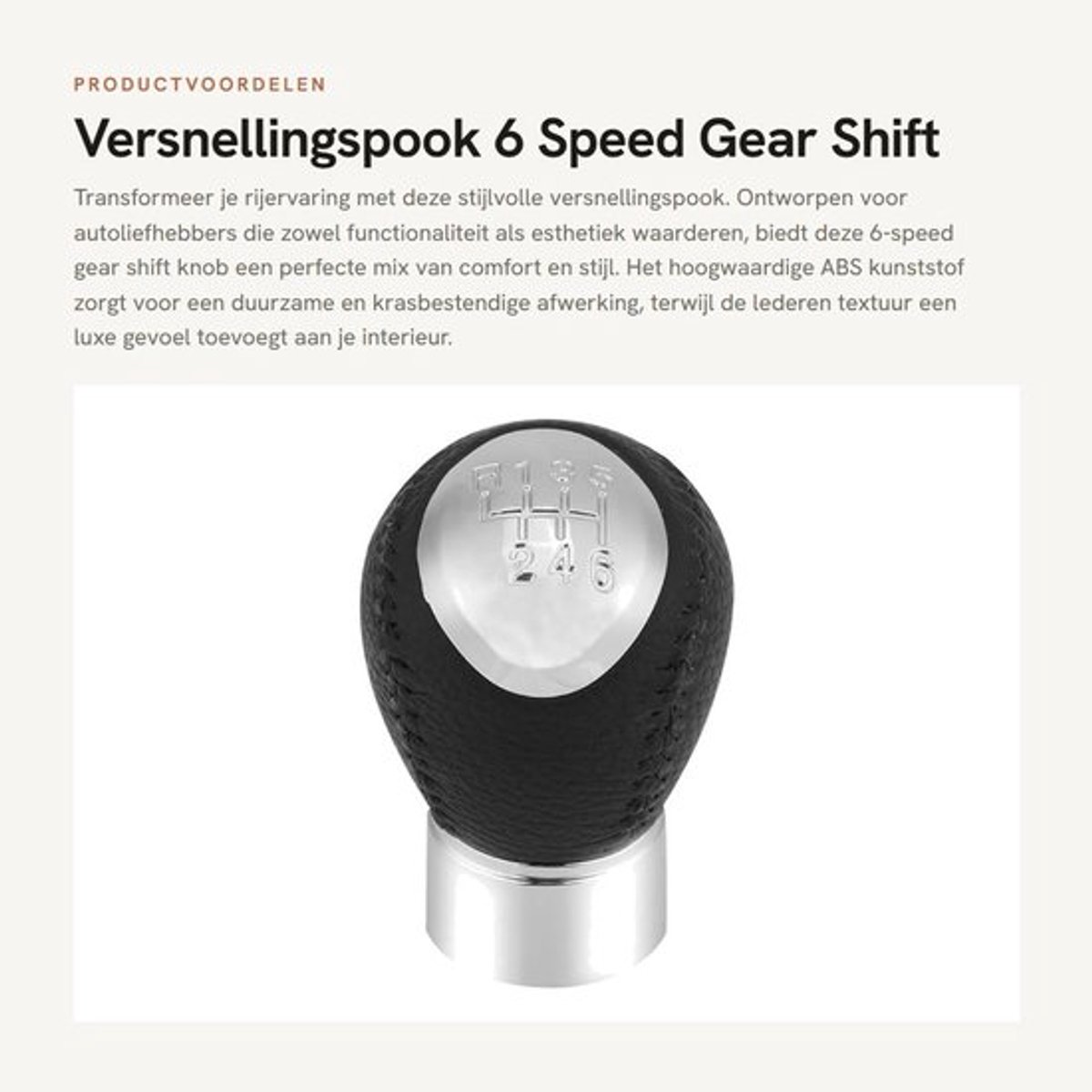 Versnellingspookknop Hoogwaardige ABS - Pookknop - 6 Versnellingen - Luxe Design - Comfortabele Grip - Perfecte Vervanging - Versnellingspook