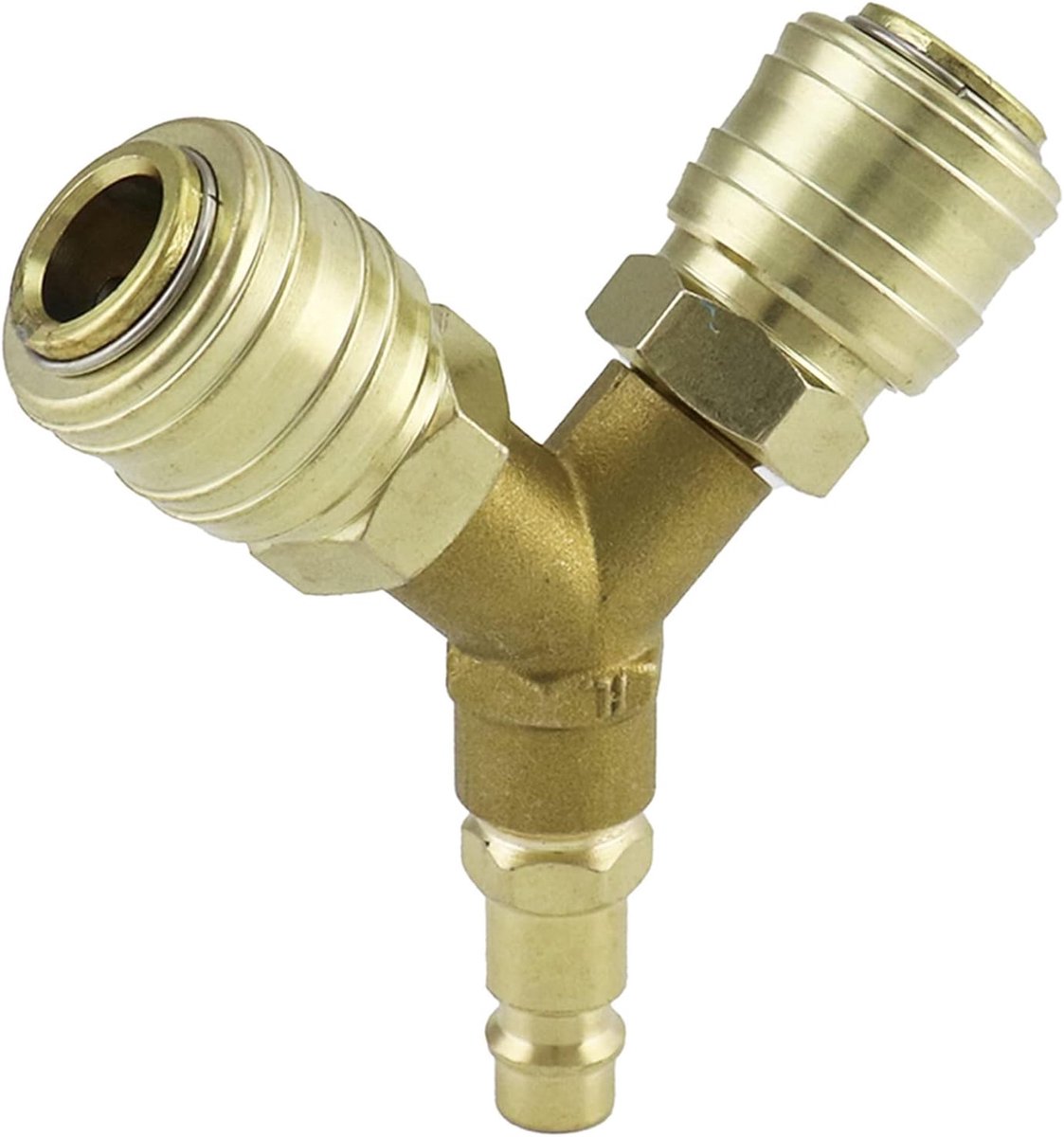 QWORK® 2-voudige persluchtverdeler met koperen koppelingen buitendraad NW 7,2, 1/4 inch luchtslang - ShopVlot