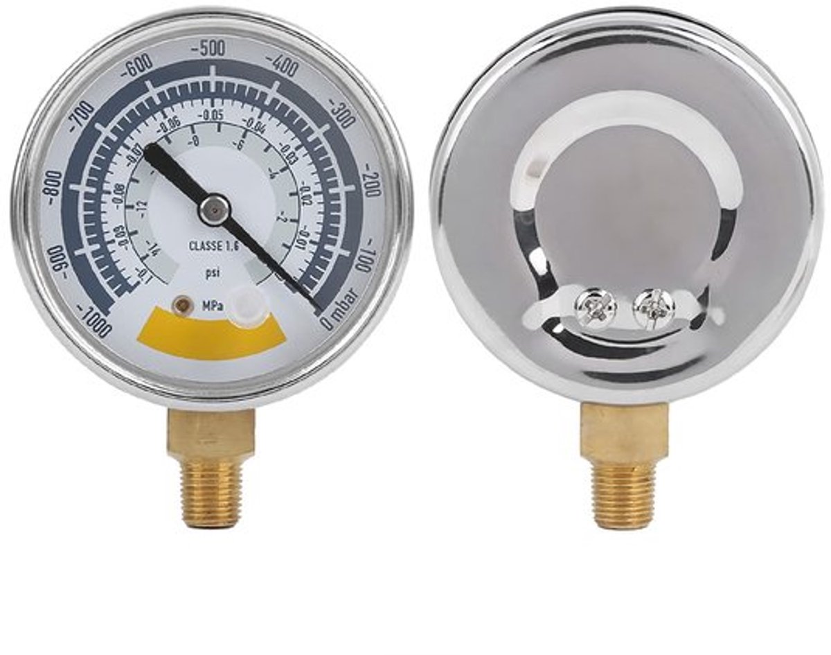 Vacuümmanometer 0-14 Psi - Drukmeter - Roestvrij Staal - Precisie Instrument - Duurzaam - Hoogwaardige Behuizing