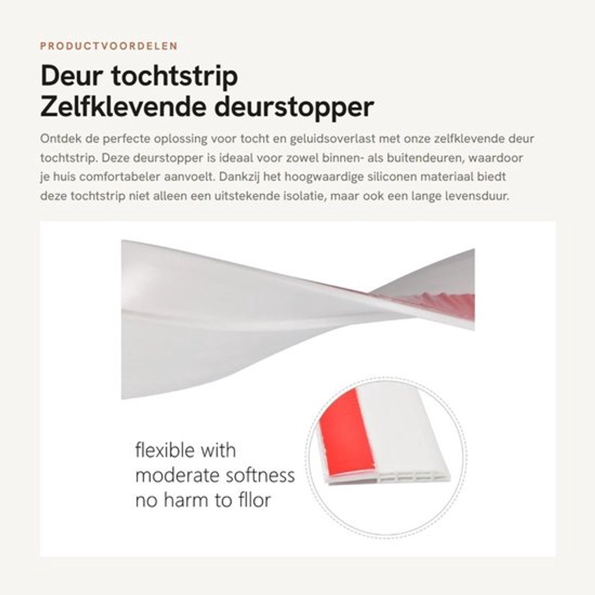 Deurrubber Zelfklevend - 100cm - Geluidsisolatie - Weerbestendig - Verstelbaar - Eenvoudig te installeren - Deurschraper