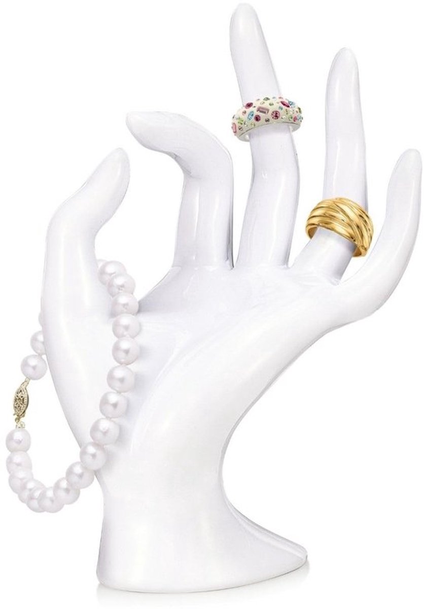 Sieradenhouder Mannequin Hand - Armband/Horloge/Ring Display - Wit Polyresin - Sieraden Organizer - Gemakkelijk Toegankelijk - Elegant Ontwerp - Sieradenstandaard