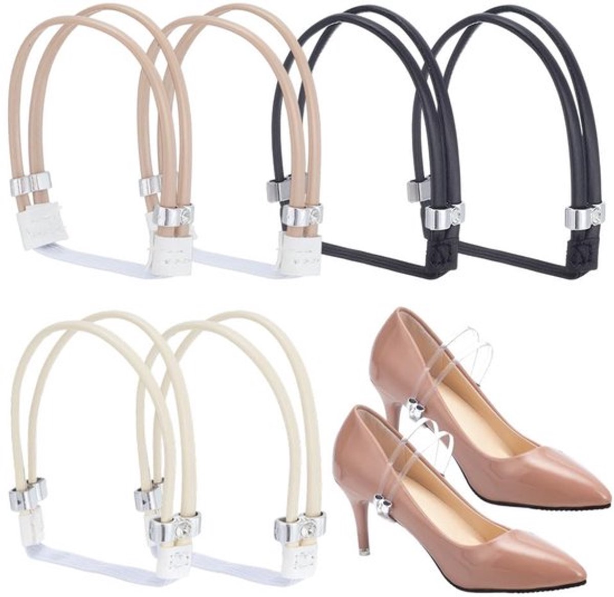 Hoge Hakken - 8 Stuks Elastische Schoenriemen - Afneembare Enkelriemen - Kunstleer - Veters - Losse Hakken - Schoenen