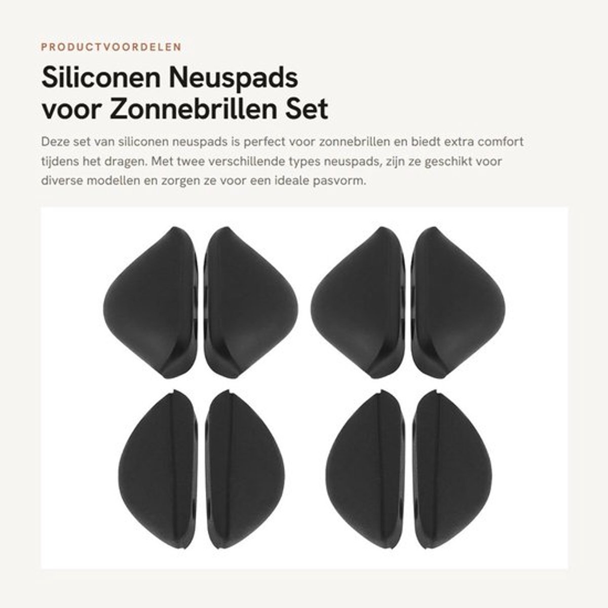 Neuspads Siliconen - 4 Paar - Zelfklevend - Neuskussentjes voor Zonnebril - Compatibel met Oakley - Hoge/Lage Stijl - Zwart - Neuskussens