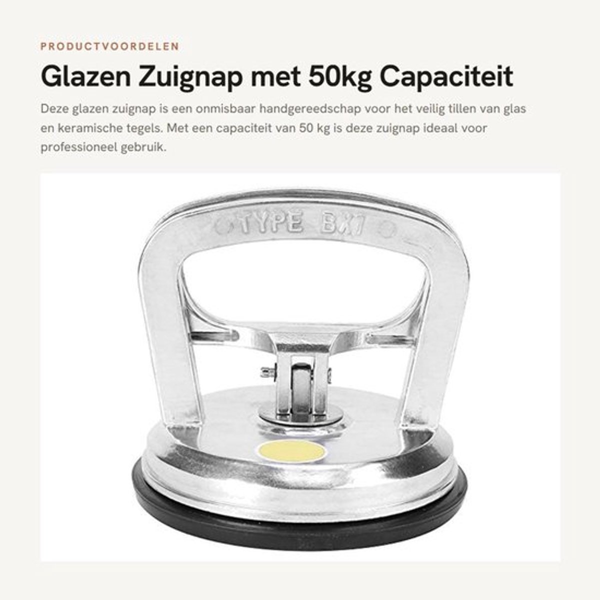 Zuignap 50 kg - Aluminiumlegering - Tegelheffer - 120 mm Diameter - Handmatig Gereedschap - Betrouwbaar in gebruik - Zuignapheffer