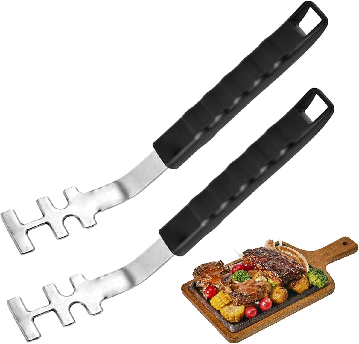 Grillrooster lifters 27cm - roestvrij staal - hittebestendig - veilig gebruik bij BBQ - SnelShoppen