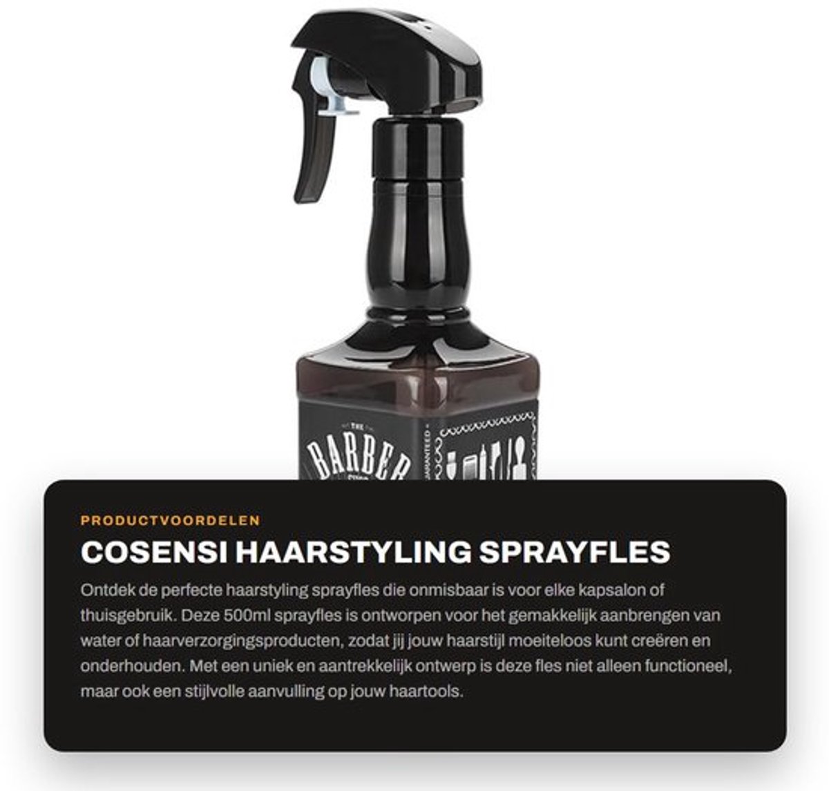 Sprayfles 500ml - Duurzaam Plastic - Uniek Ontwerp - Spraytriggerkop - Kappers Tools - Water Sproeier - Sprayflesje