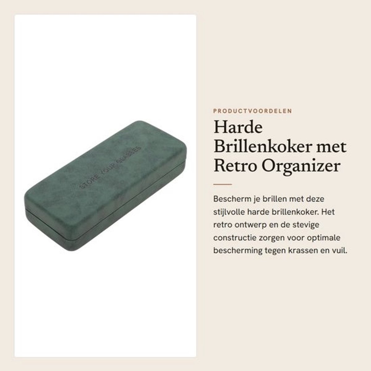 Brillenkoker Harde Schaal - Brillenkoker Dames - Brillenkoker Retro - Brillenkoker Bescherming - Brillenkoker Lichtgewicht - 16 x 6,5 x 3,5 cm - Brillenetui