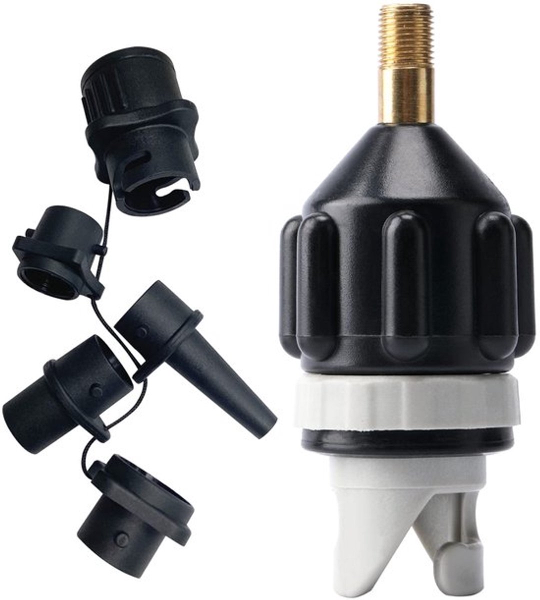 SUP-pompadapter opblaasbaar - kajak-adapter - peddelventieladapter - kano - opblaasbare boot - rubber/koper 10 x 14 x 3,5 cm - Opblaasadapter