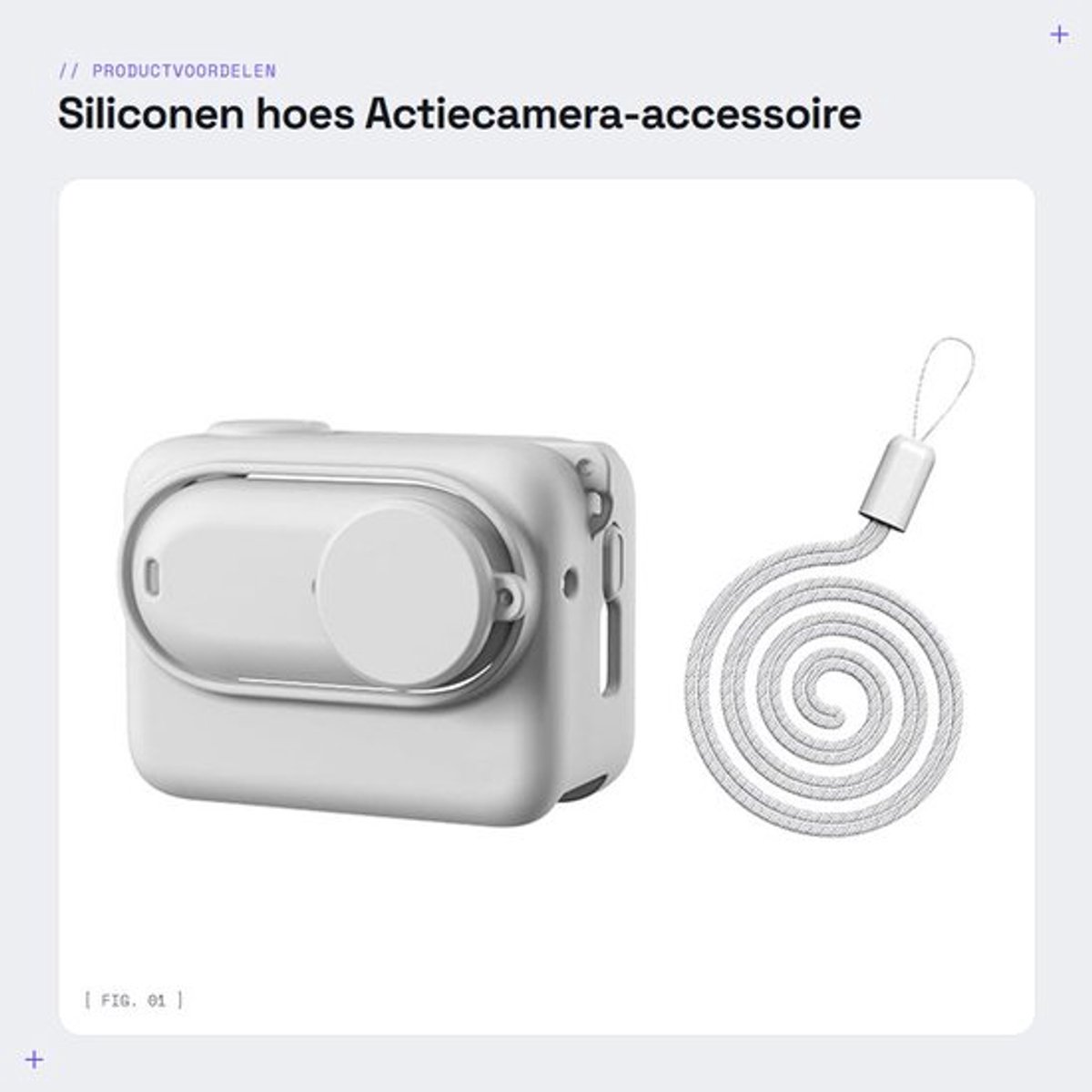 Siliconen hoes - Actiecamera-accessoire - Volledige bescherming - Zwart - Anti-verlies touw - Comfortabel dragen - Geschikt voor GO3S - Z...