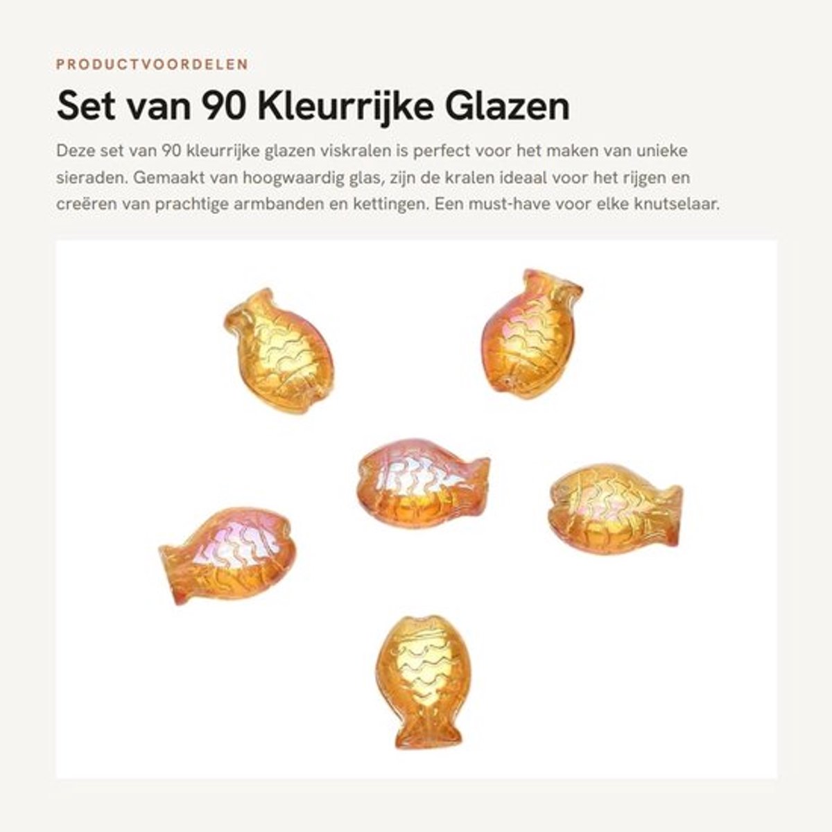 Glazen Kralen 90 Stuks - Viskralen - Losse Kralen met Gat - Spacer-Kralen voor Sieraden - Knutselkralen - Afmeting 10 x 14 mm - Sieradenkralen