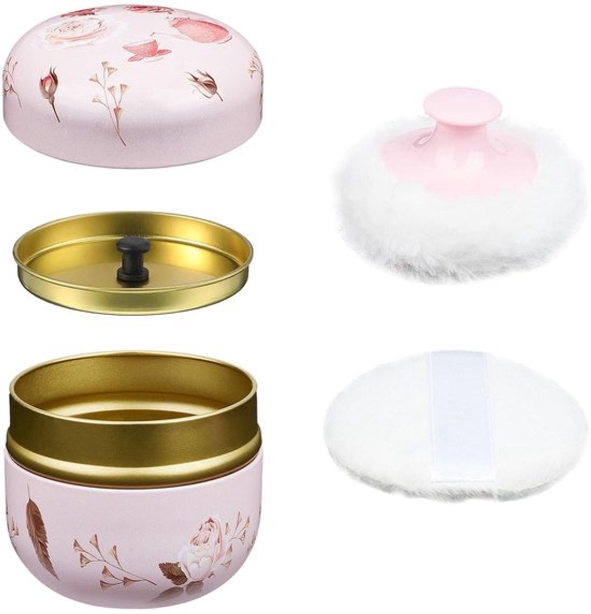 Lichaamspoeder Draagbare Lege Houder - Make-up Poeder - Cosmetische Make-up - Deksel - Make-uppenseel/Puff - Lichte Dekking - Makeuppoeder