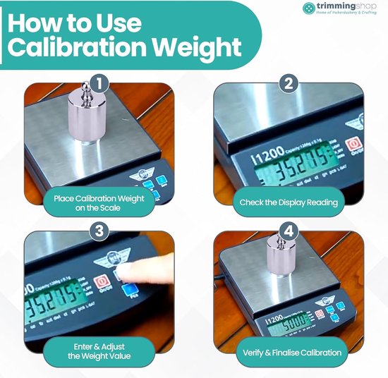 SnelShoppen - Chromen Kalibratiegewichten Set 205g - 6 Stuks (100g, 50g, 2x 20g, 10g, 5g) met Tangen voor Digitale Weegschalen & Juweliers — afbeelding 4
