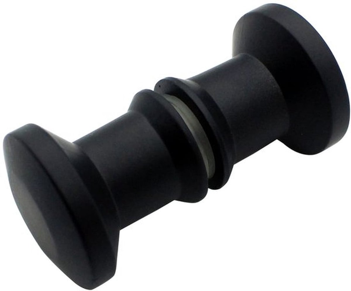 Douchedeur Greep Zwart Glas - Zinklegering - 60x30mm - Geschikt voor Glasdikte 4-12mm - Inclusief Montage Ringen - Doe-Het-Zelf Vervanging - Deurklink