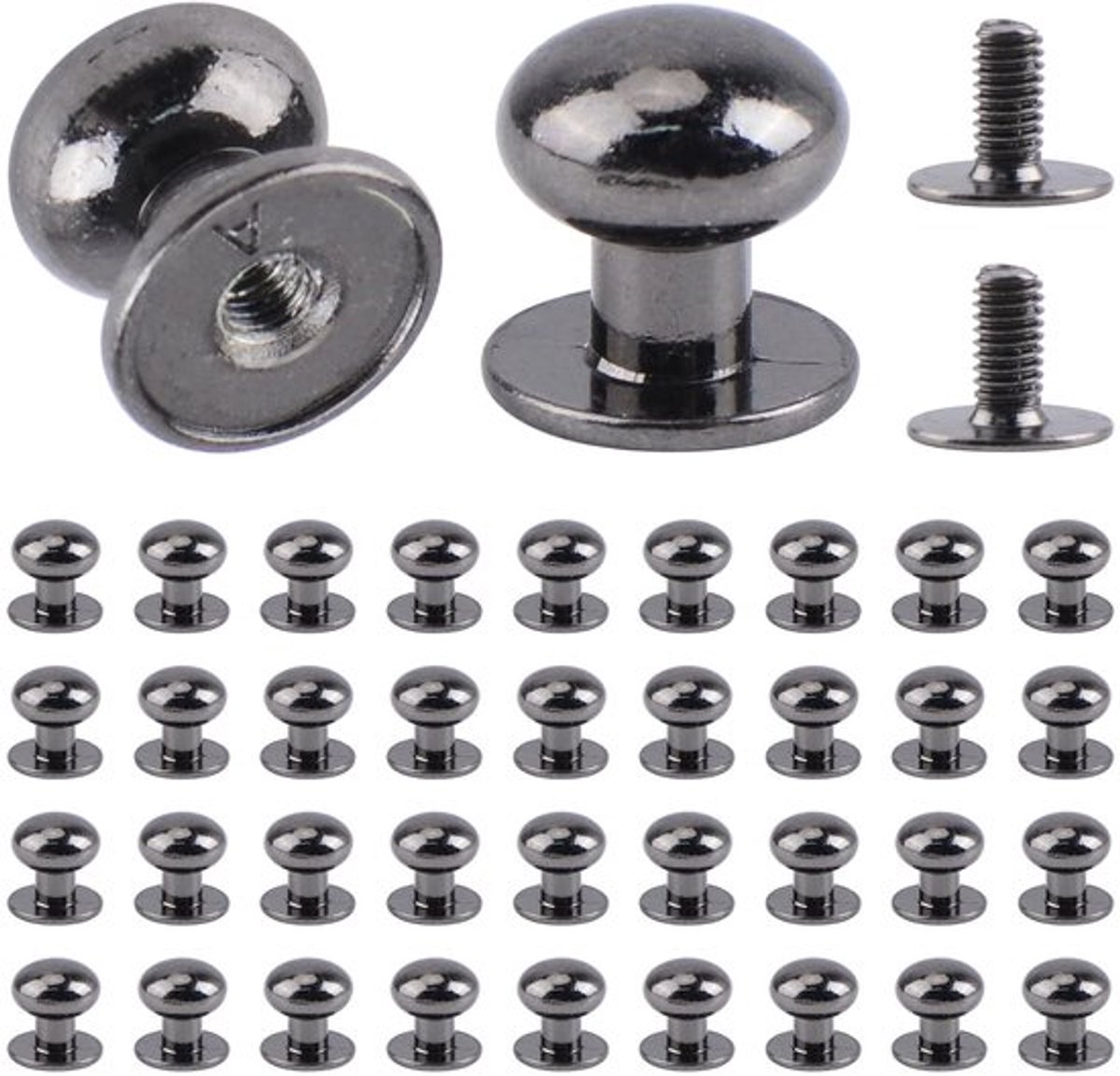 Knoppen 36 stuks - Mini Ronde Knoppen - Zwarte Legering - Voor Juwelendoos/Kast - Eenvoudi