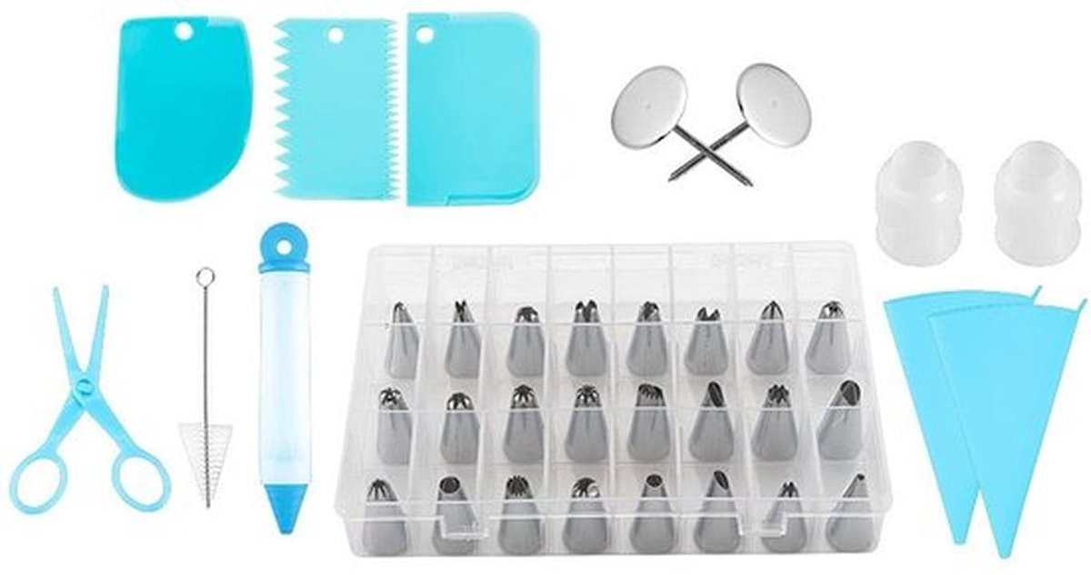 Bakken Set - Cake Decoreren - 37 Stuks - Piping Set - Duurzaam Roestvrij Staal - Geschikt voor Taarten en Cupcakes - Inclusief Decoratieh...