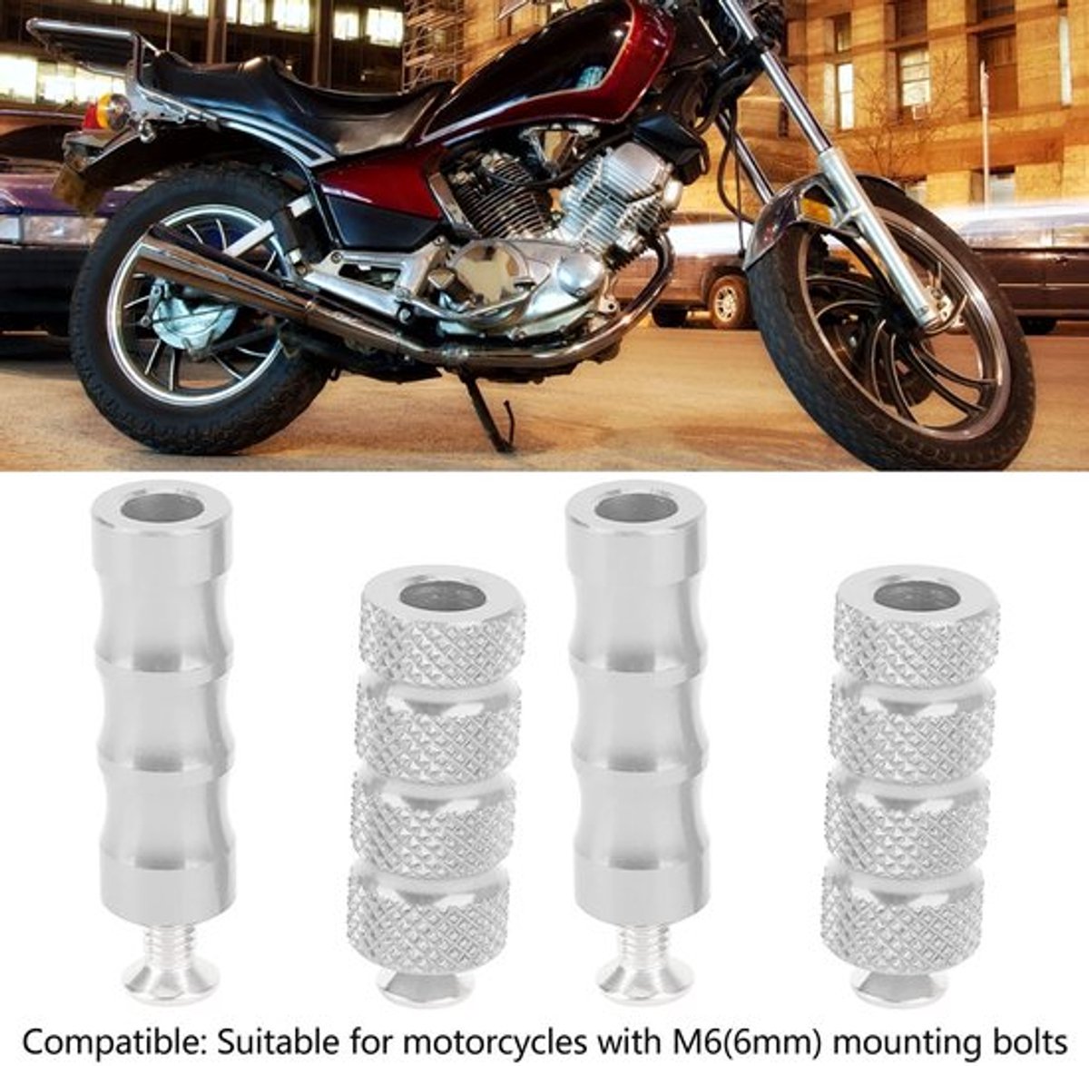 Voetsteunen CNC Aluminium - 2 Paar - Antislip - Remvoetsteunen - M6 Boutdiameter - Duurzaam - Comfortabel trapgevoel - Motorvoetsteunen
