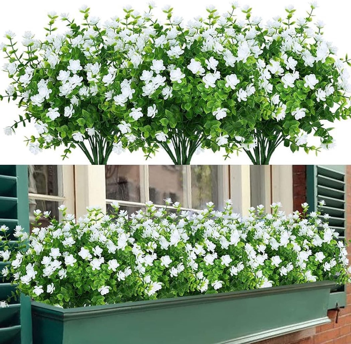 SnelShoppen - Kunstbloemen Eucalyptus 8 Stuks - UV-Bestendige Planten voor Decoratie - Struiken voor Huis, Balkon, Vensterbank, Bruiloft en Tuindecora