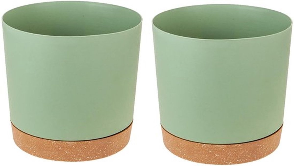 Plantenpot 12 cm - 2-pack - Onderzetter - Afvoergaten - Kunststof - Geschikt voor binnen/buiten - Bloempot