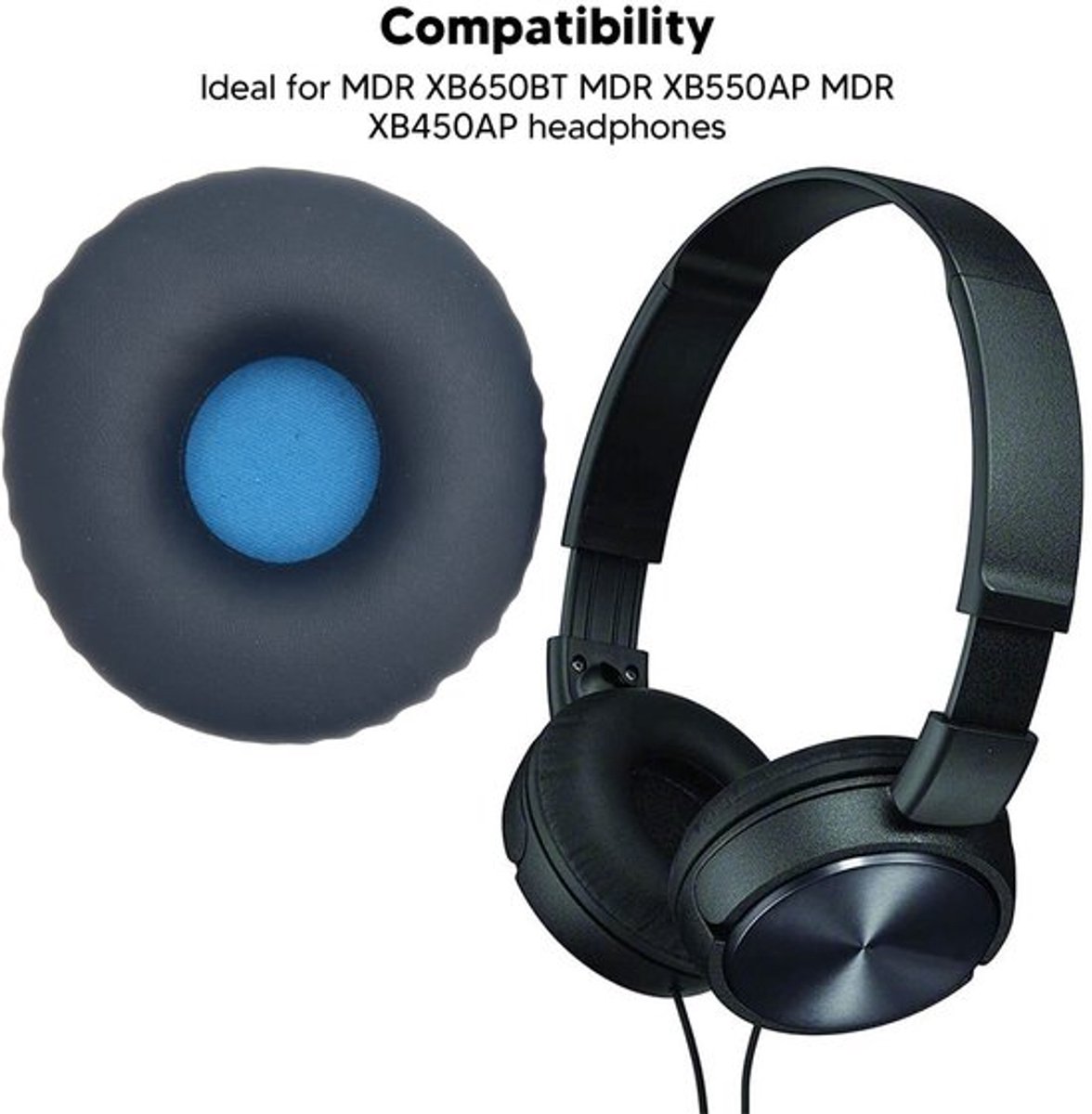 Oorkussen Eiwit Leer - Vervanging voor MDR-XB650BT/MDR-XB550AP/MDR-XB450AP - Hoofdtelefoon - Oorkussens - Comfortabel - Duurzaam