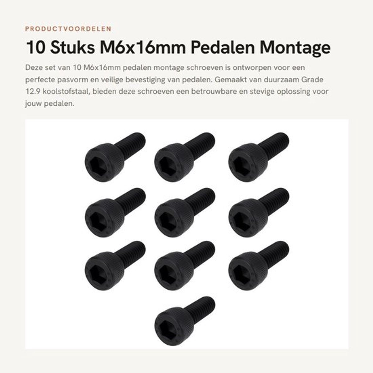 10 Stuks M6x16mm Pedalen Montage Schroeven voor Veilig Bevestigen
