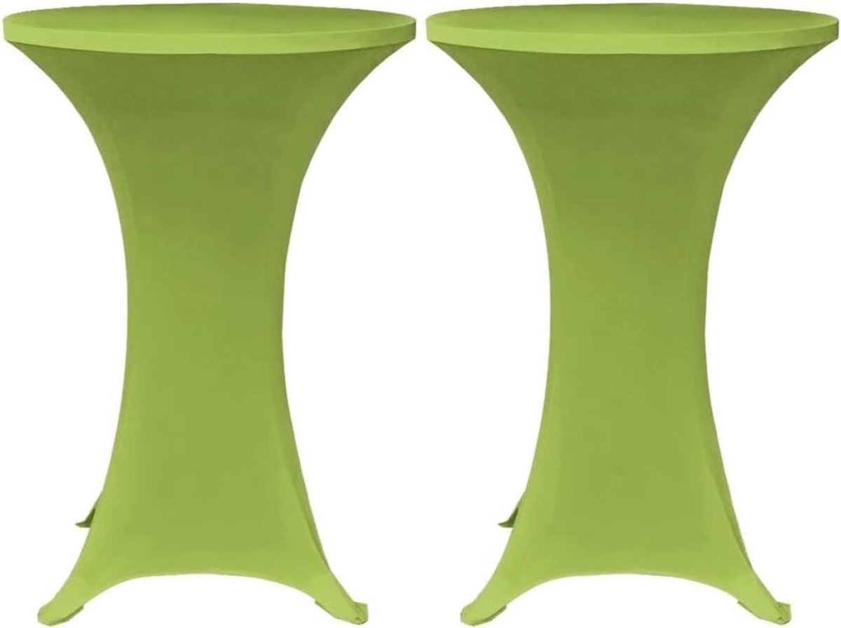 Tafelhoes Elastisch - Hoes voor Tafel - Feestelijke Decoratie - Set van Twee - Ø 60-80 cm - Antraciet Groen