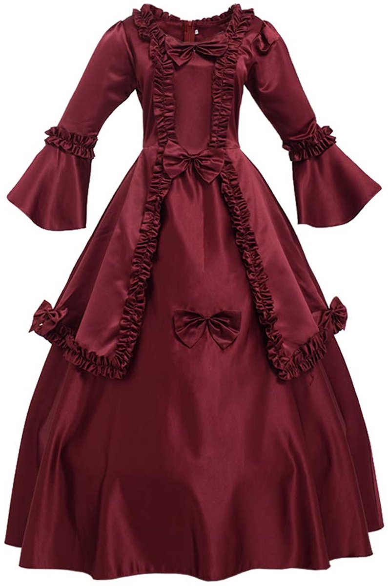 SnelShoppen - GRACEART Middeleeuwse Vintage Jurk met Uitlopende Mouwen, Retro Renaissance en Victoriaanse Prinsessenjurk in Rood, XXL voor Feesten en