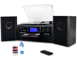 DIGITNOW Bluetooth Platenspeler met CD, Cassette, Radio & USB – Vinyl naar MP3 Converter