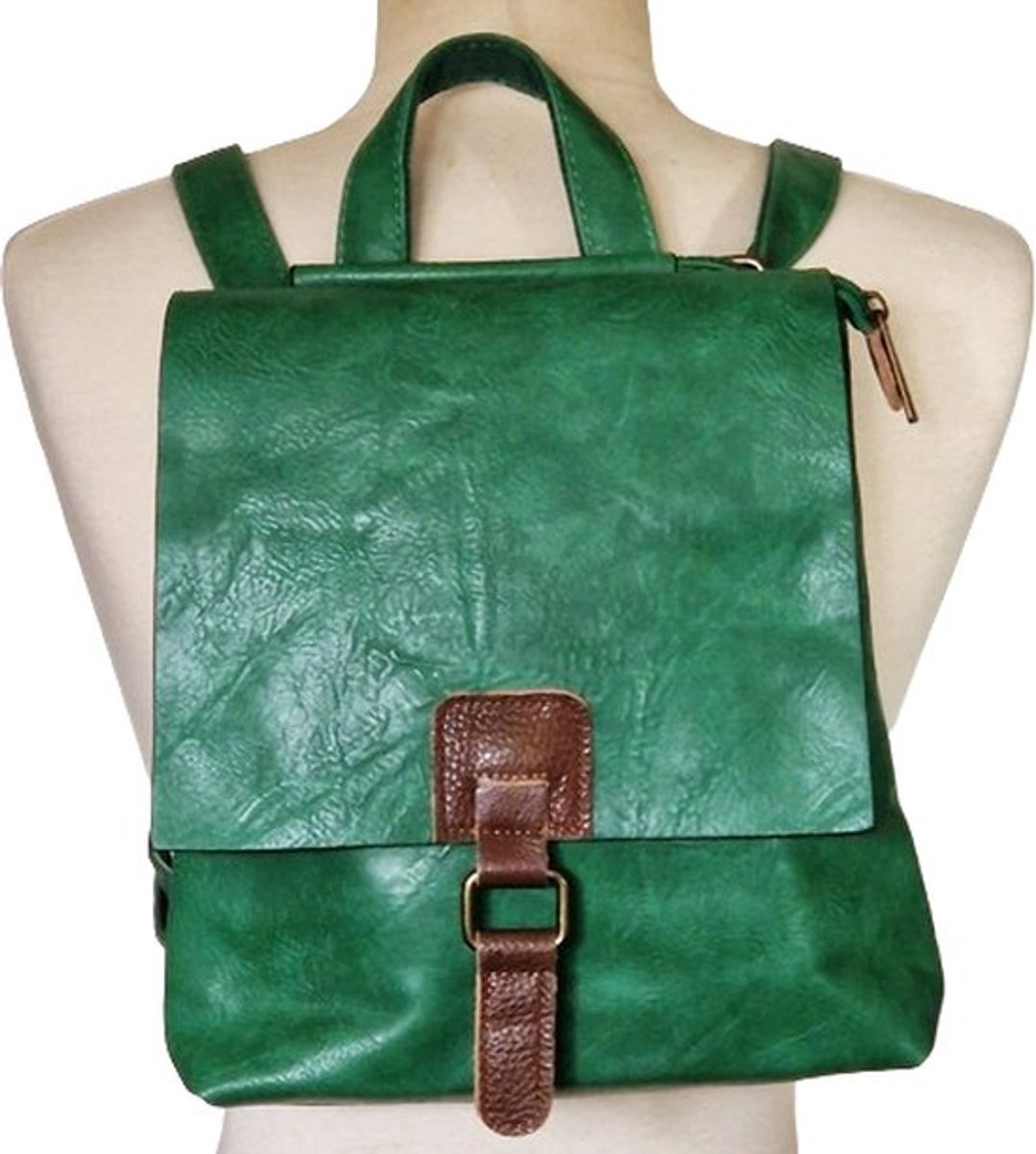 Rugzak - Schoudertas - Leatherlook - PU Leer - Groen