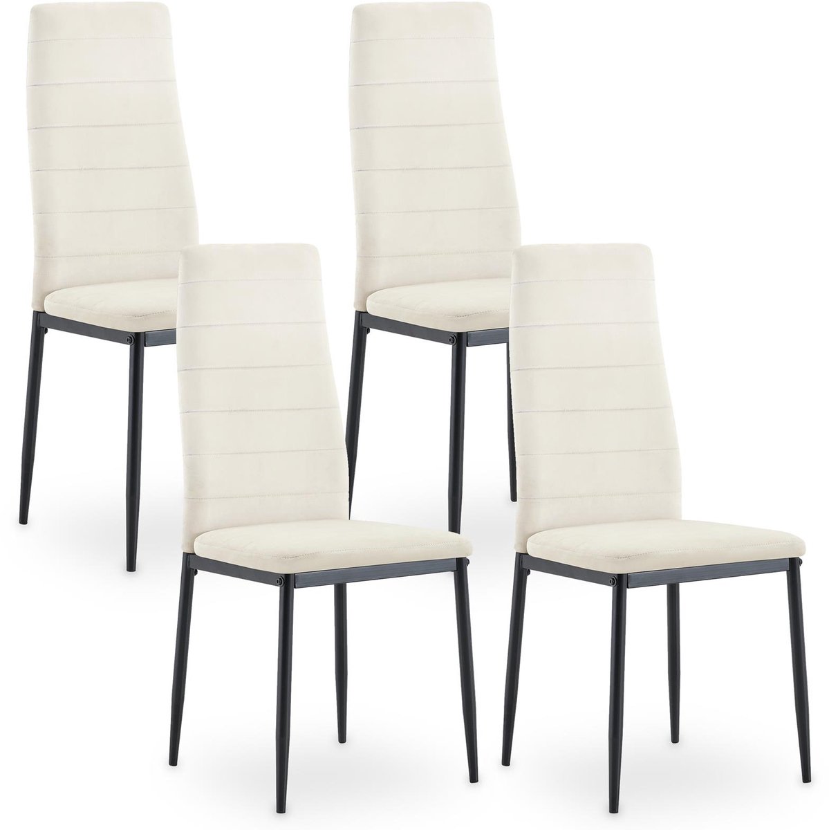 Eetkamerstoelen LEDRO, set van 4 met fluwelen bekleding - wit