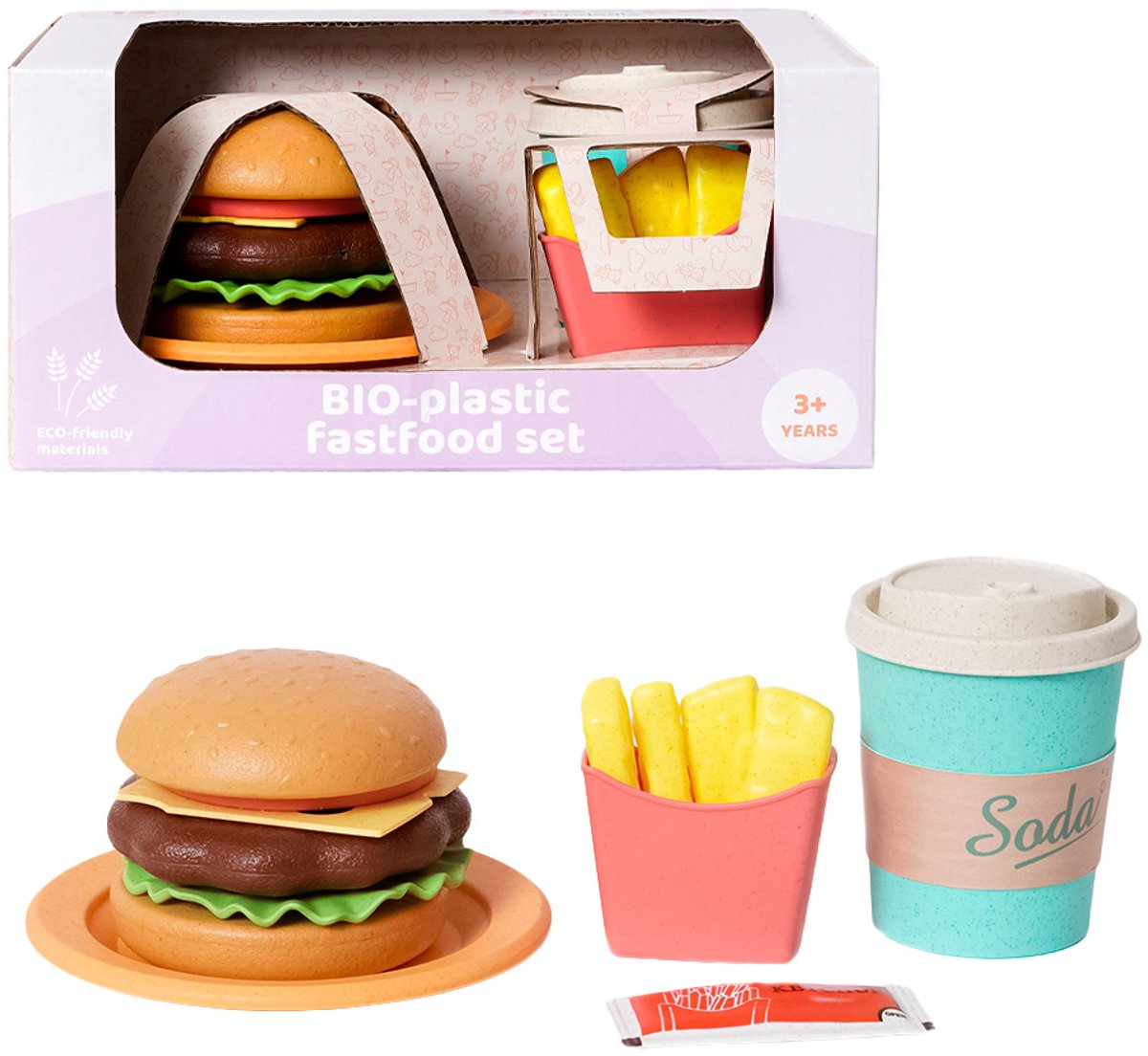 Speelgoedtopdeals - BIOplastic Fastfood set - Duurzaam Speelgoed