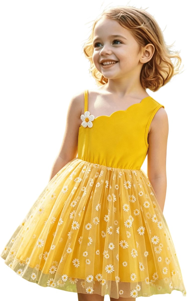 Currero Zomerjurk Meisjes Zomerjurken Kinderen Jurk Meisje Ibiza Stijl Sundress Kinderkleding 4 Jaar Geel