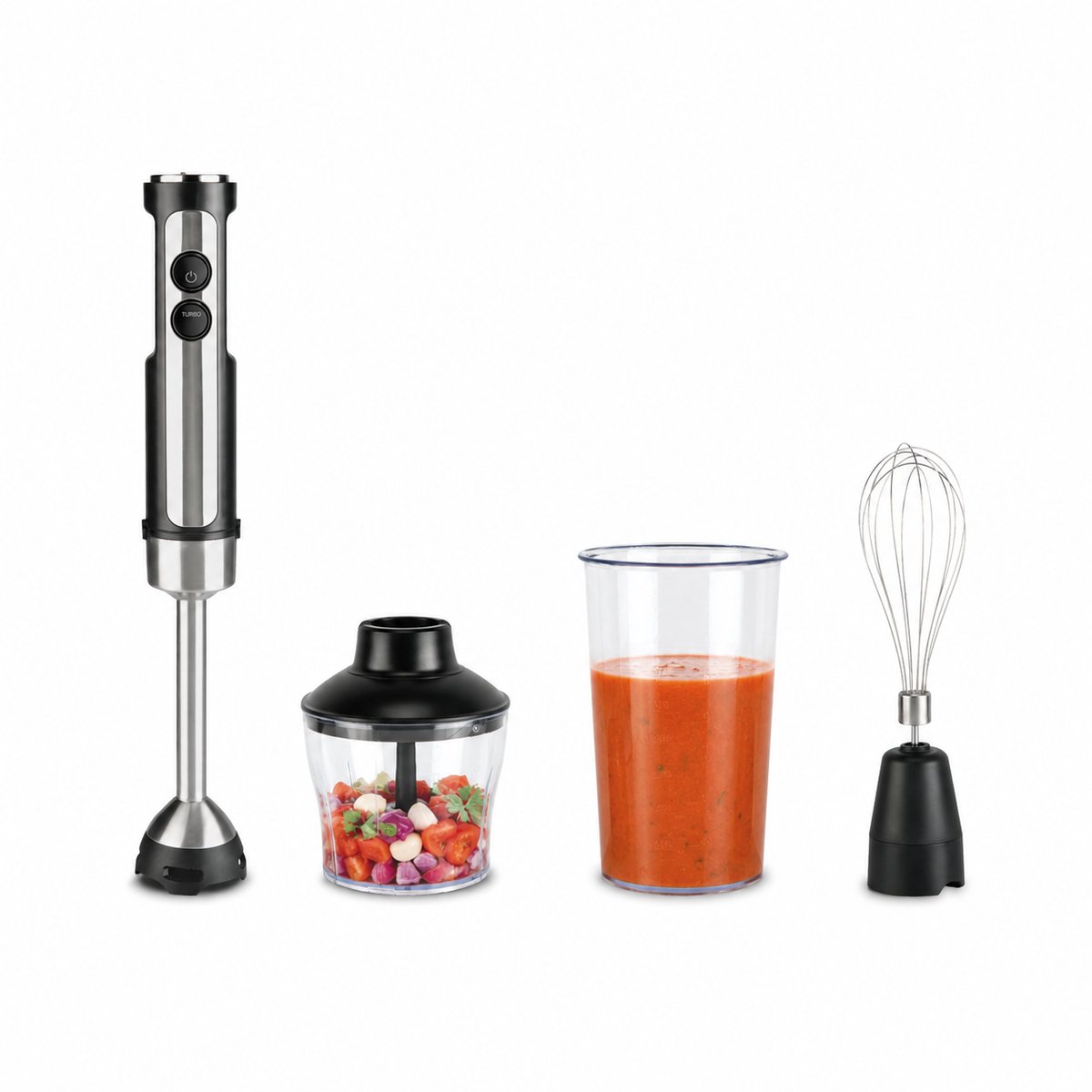 Bourgini Classic - Extra krachtige staafmixer met 20 snelheden en Turbofunctie - Hakmolen - 1200W