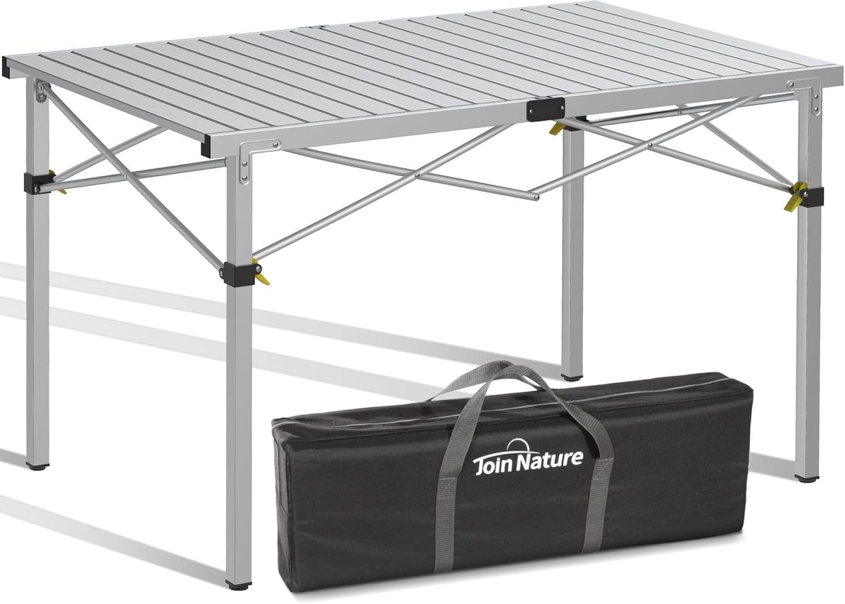 SnelShoppen - Inklapbare Campingtafel 118 x 70 cm - Aluminium Klaptafel voor 6 Personen tot 100 kg - Ideaal voor Feest, Tuin, Camping, Picknick
