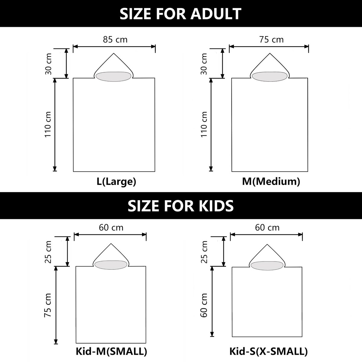 SnelShoppen - Sneldrogende Surfponcho, Wikkeldoek, Badjas met Capuchon voor Volwassenen, Microvezel, Perfect voor Zwemmen, Strand, Surfen, Duiken en T
