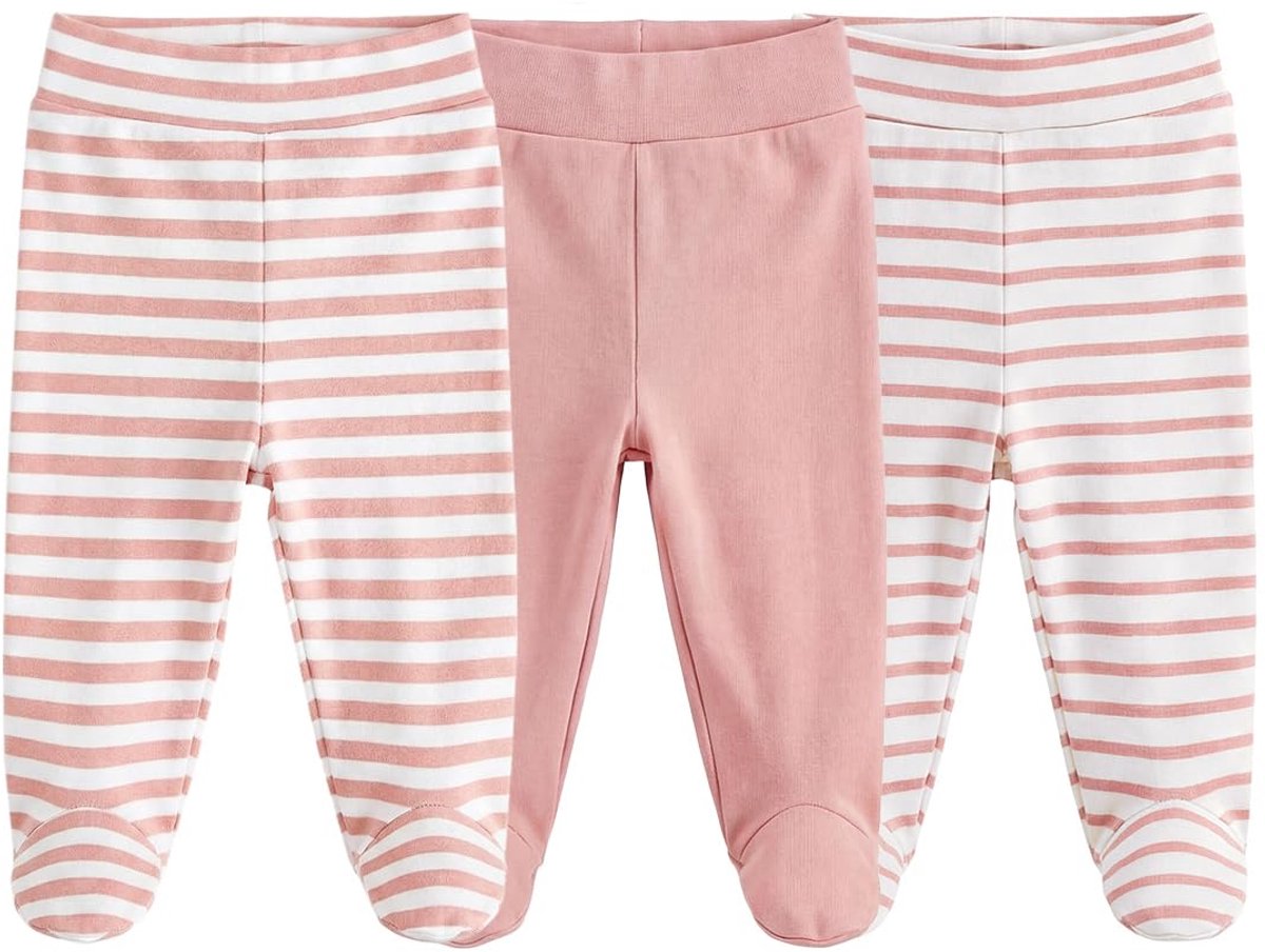 SnelShoppen - 3-delige Baby Wikkelbody Set met Omslagmouwen en Pompbroek met Voeten voor Pasgeborenen 0-12 Maanden - Roze Katoenen Set voor Jongens en