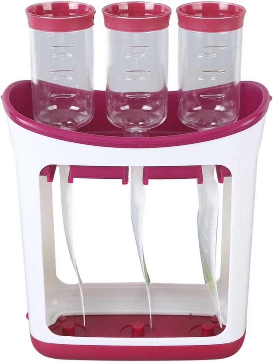 Babyvoedingmaker, fruitpureepers, keukensapcentrifuge, fruitpureedispenser, babyvoedingpers en bewaarzak - Handig station voor zelfgemaakte fruitpuree - Paars